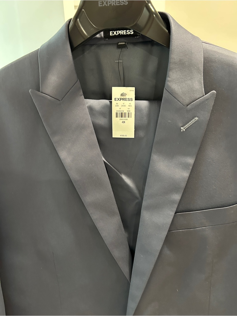 Express Men's full suit Blue Peak Lapel Jacket and Pants
